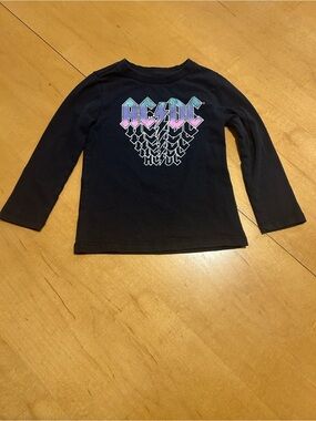 AC/DC Kids Black Long-Sleeve Tee with Iridescent Logo